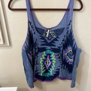 Free People  crocheted size L top. EUC. Gorgeous!